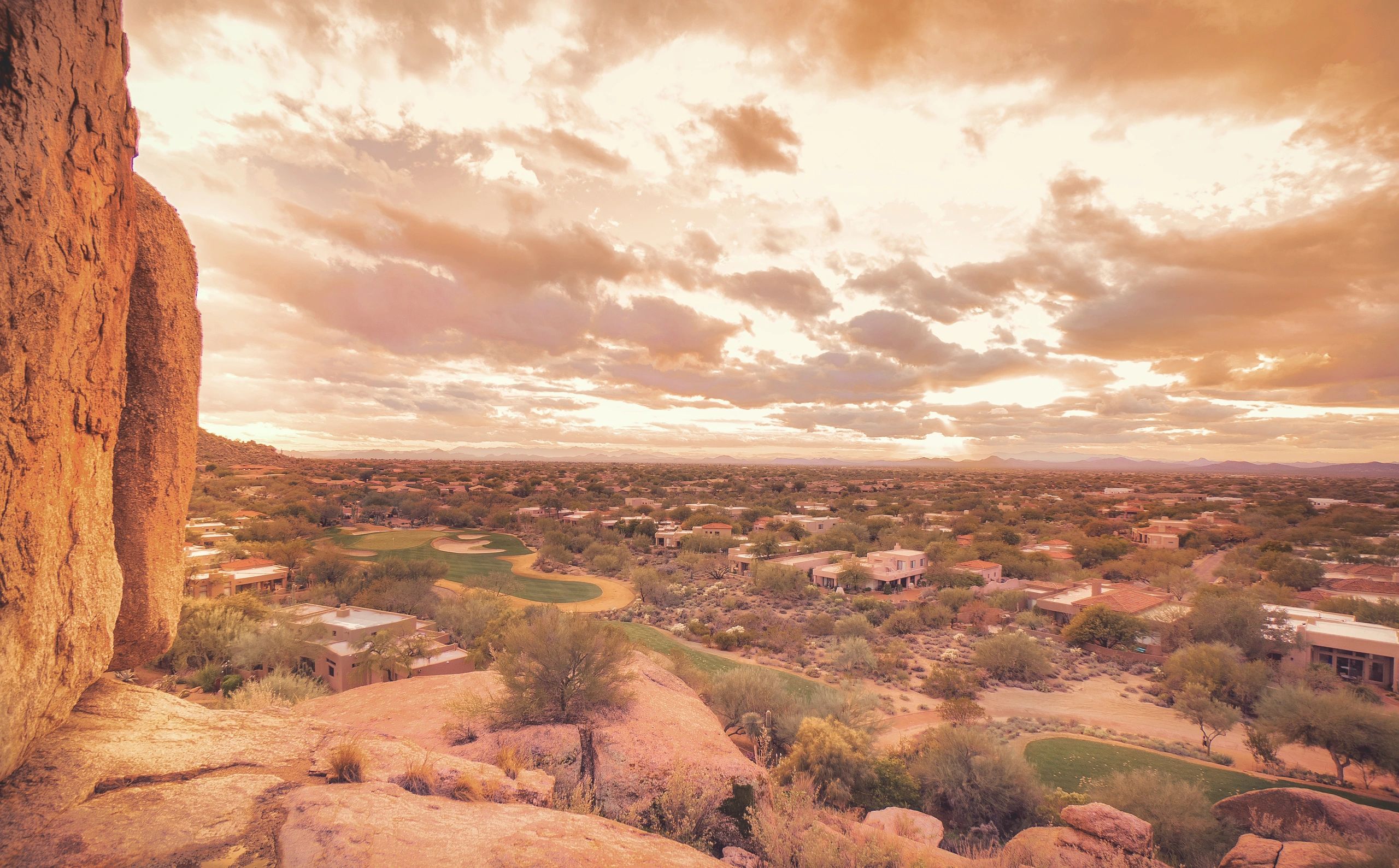 Arizona desert valley at sunset